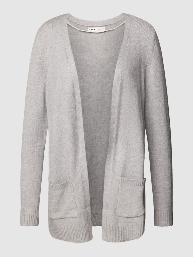 Cardigan mit aufgesetzten Taschen Modell 'LESLY' in hellgrau melange