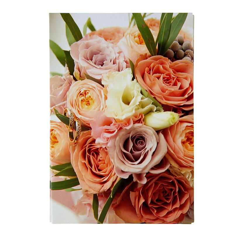Kort blomsterbukett, orange & rosa