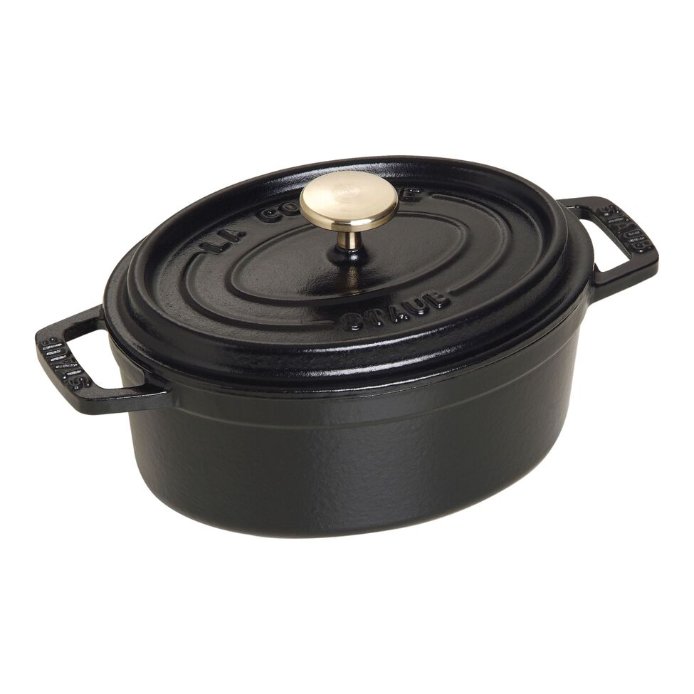 Cocotte 15 cm, oval, Schwarz, Gusseisen