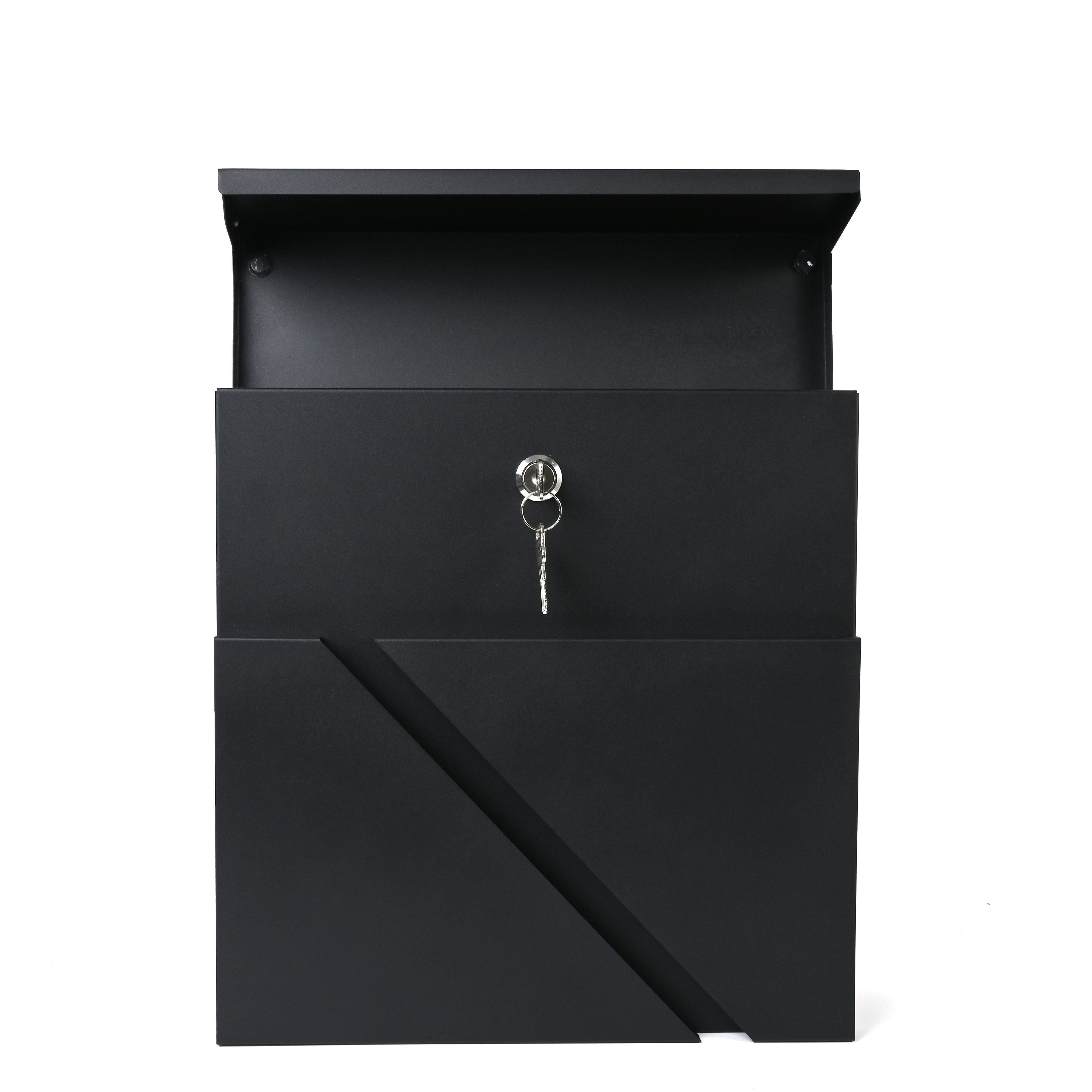 Zedelmaier Wandbriefkasten Briefkasten,Verzinkt Postkasten mit Namensschild,Inkl. Montagematerial (MB32-1BK), Zylinderschloss