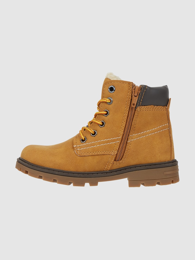 Boots in Leder-Optik mit Teddyfutter in camel