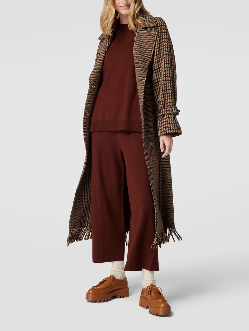 Longsleeve mit Seitenschlitzen in dunkelbraun