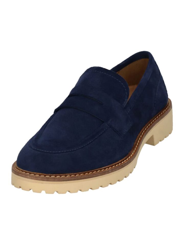 Bagatt Leder-Slipper in Dunkelblau/ Beige günstig kaufen