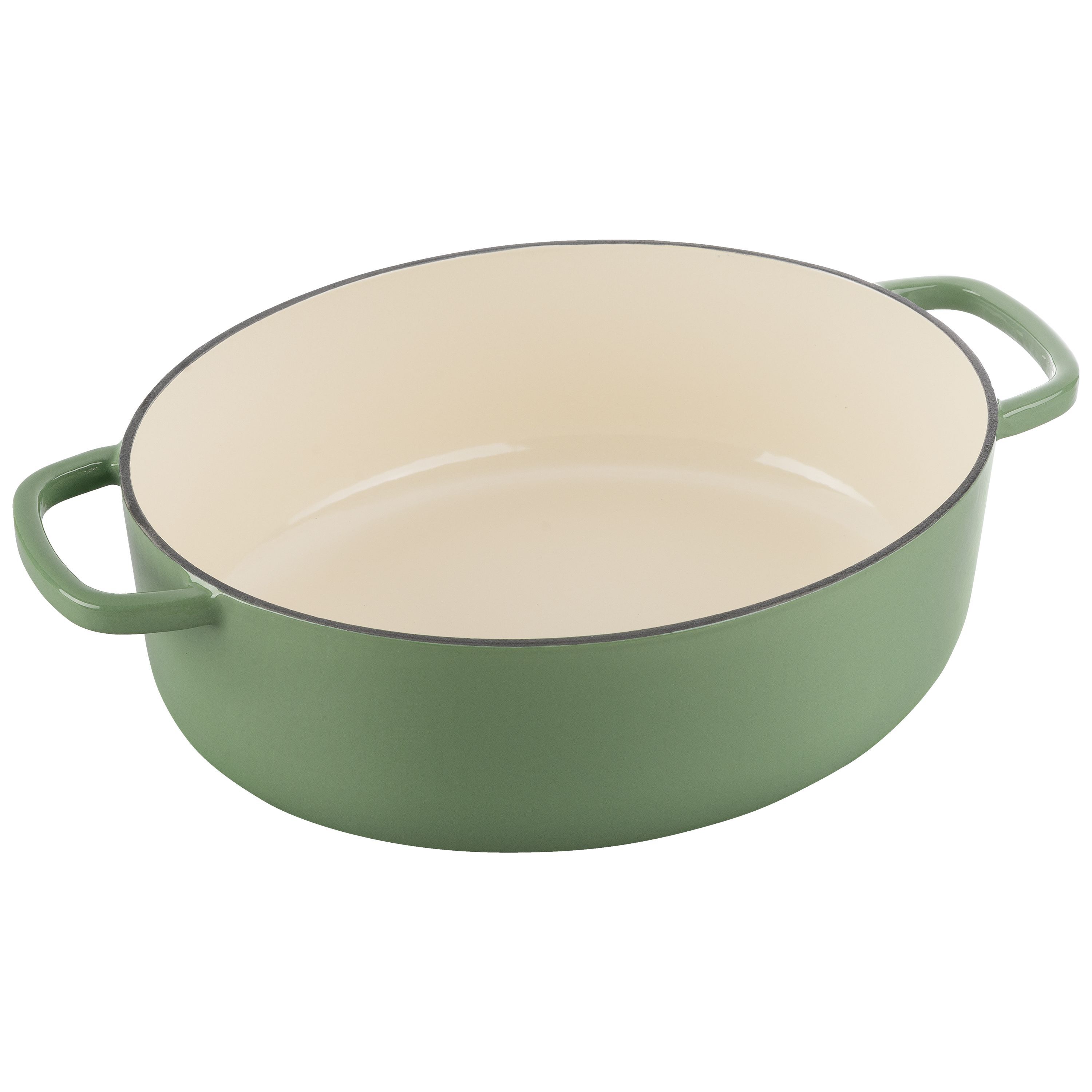 Cocotte 33 cm, oval, Grün, Gusseisen