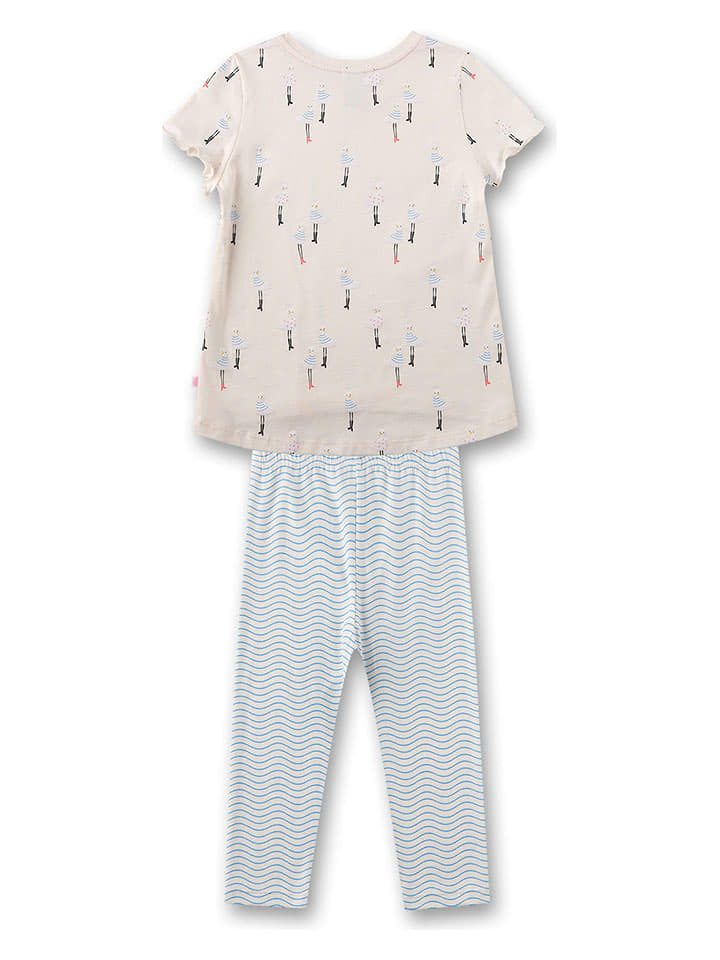 Sanetta Pyjama in Beige/ Hellblau günstig kaufen