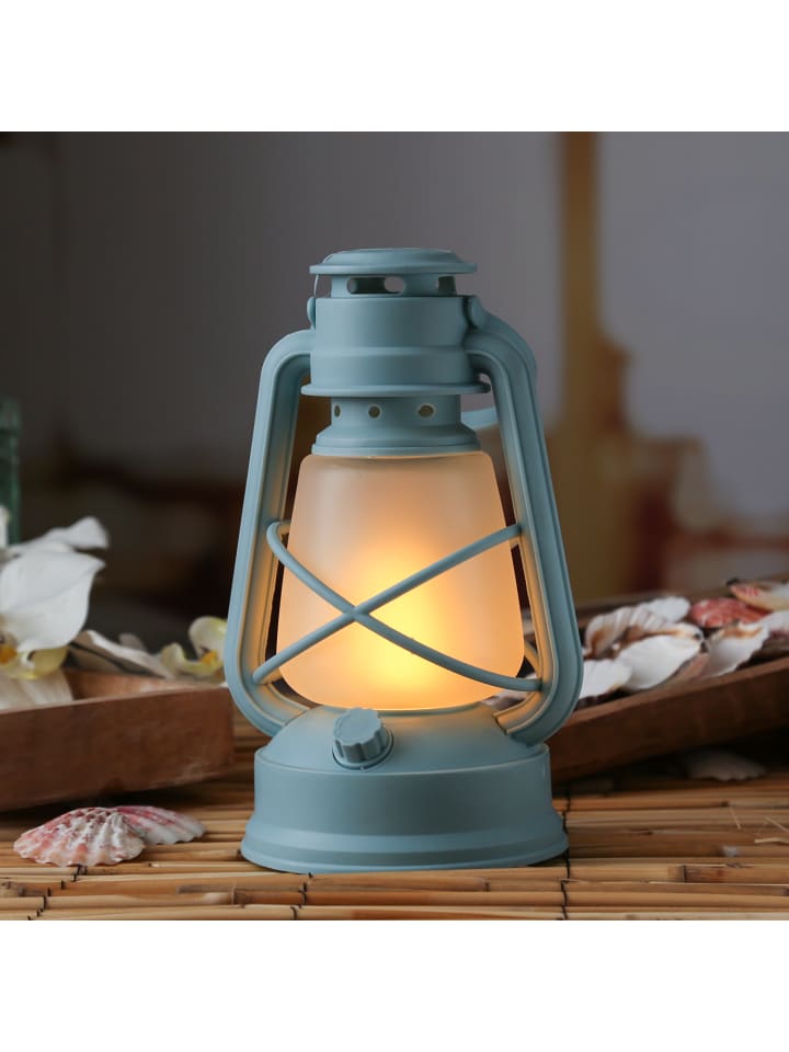 MARELIDA LED Sturmlaterne mit Flackerflamme H. 24,5cm in hellblau günstig kaufen onesize