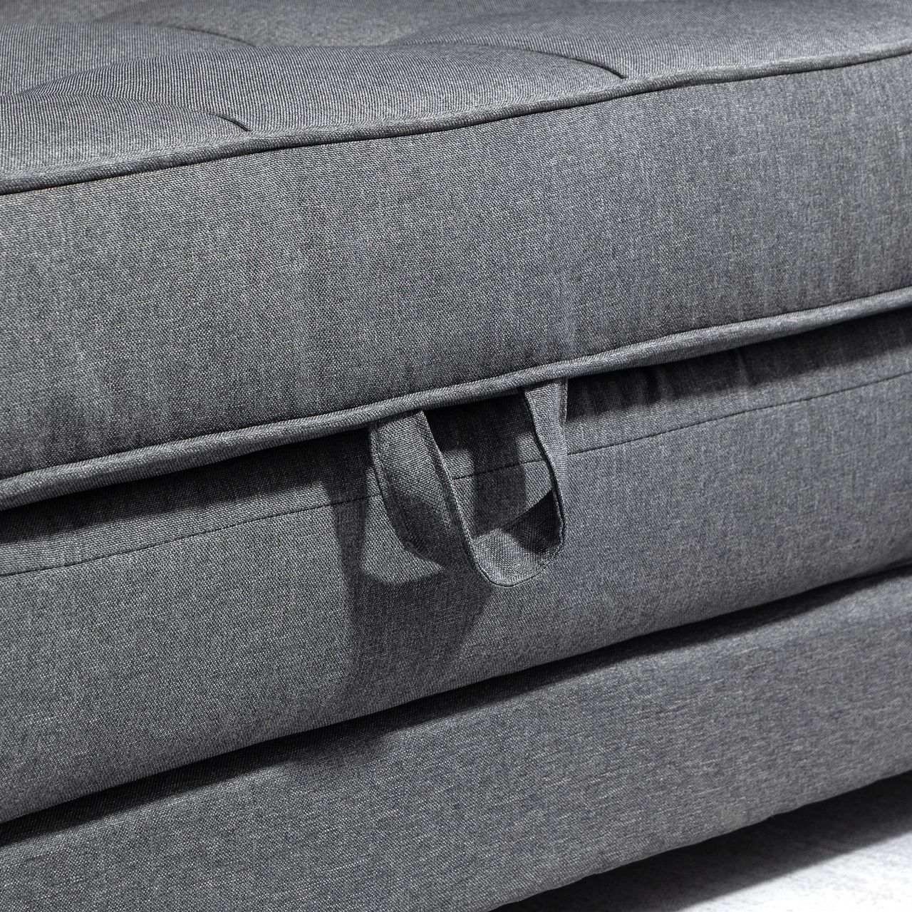 HOMCOM Schlafsofa Klappsofa 2-Sitzer Stoffsofa Leinen-Touch Gummiholz Grau