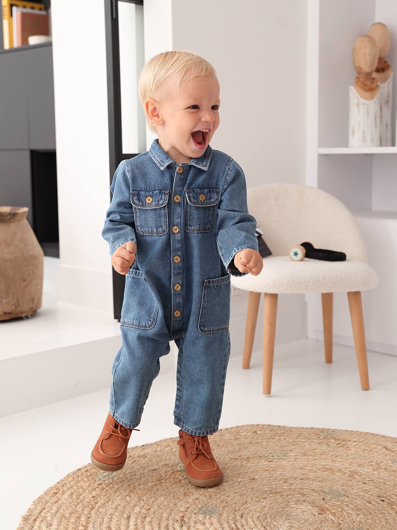 Vertbaudet Baby Jeans-Overall - blue stone
