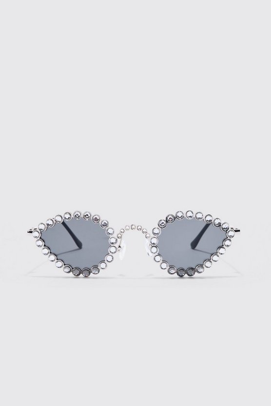 Ovale Strass-Sonnenbrille
