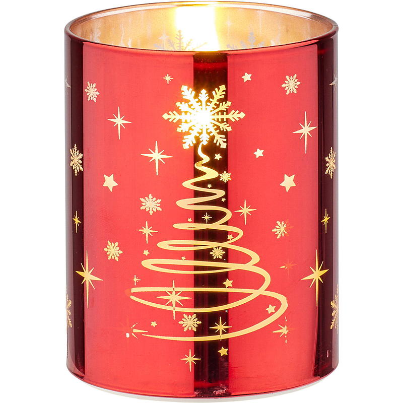 Vie Selected LED-lys i glass 7,6x10 cm rød juledesign