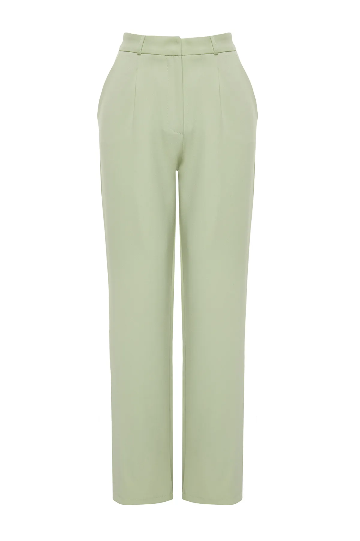 Trendyol Collection  Mintfarbene, gerade/gerade geschnittene, plissierte Webhose TWOSS21PL0155