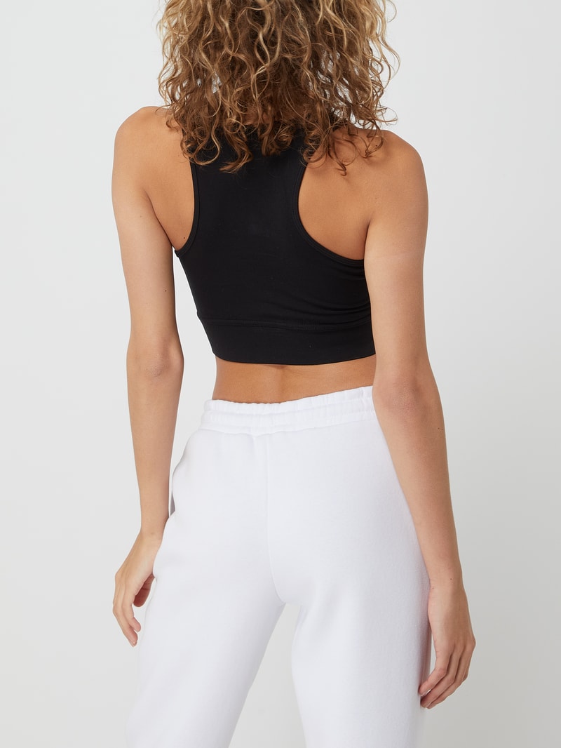 Crop Top mit elastischem Bund in schwarz