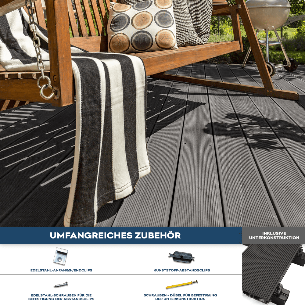 Home Deluxe WPC Terrassendielen SAMANA hellgrau 20m² (2,20 m)