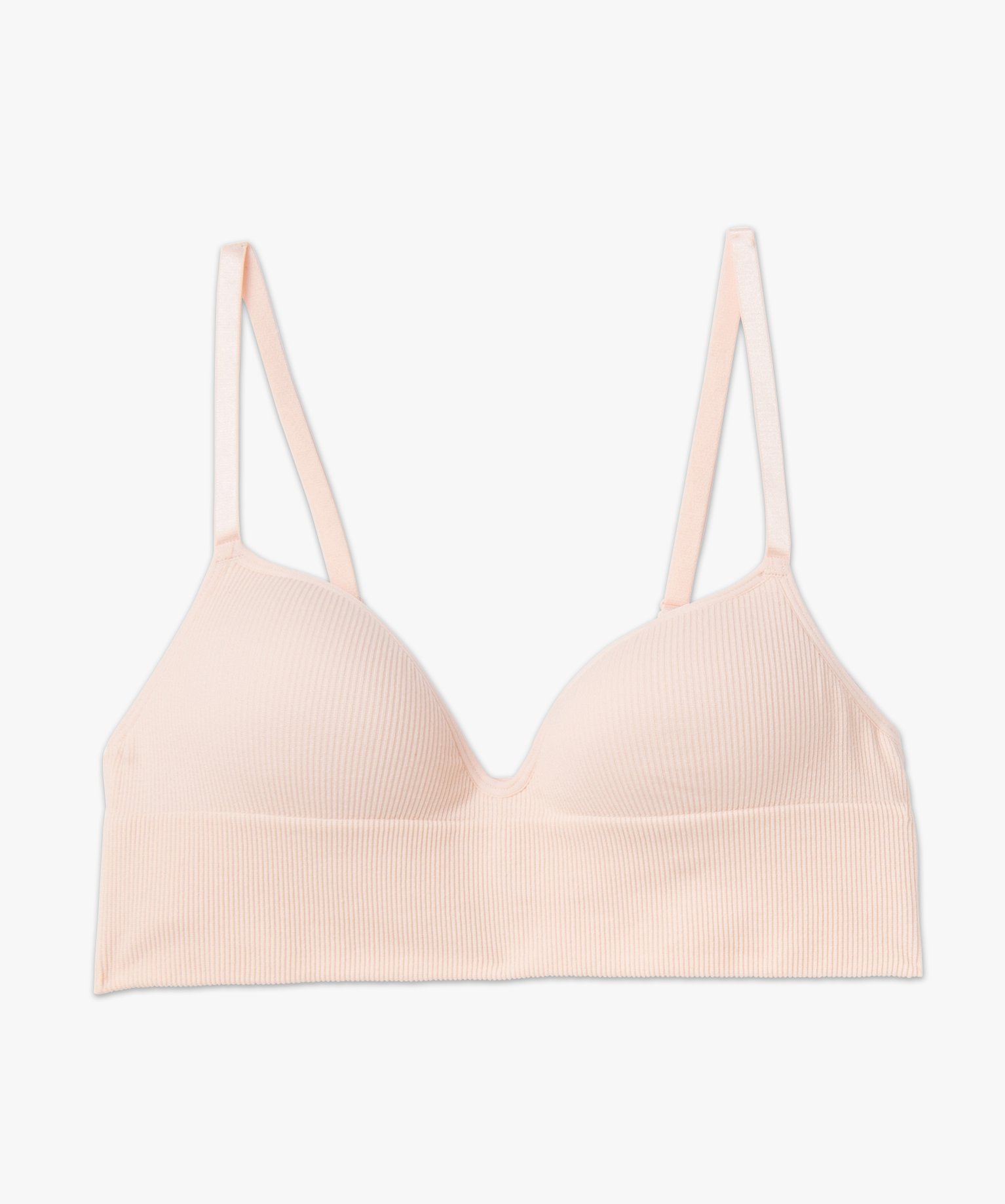 Soutien-gorge push-up en maille ctelée rose | GEMO