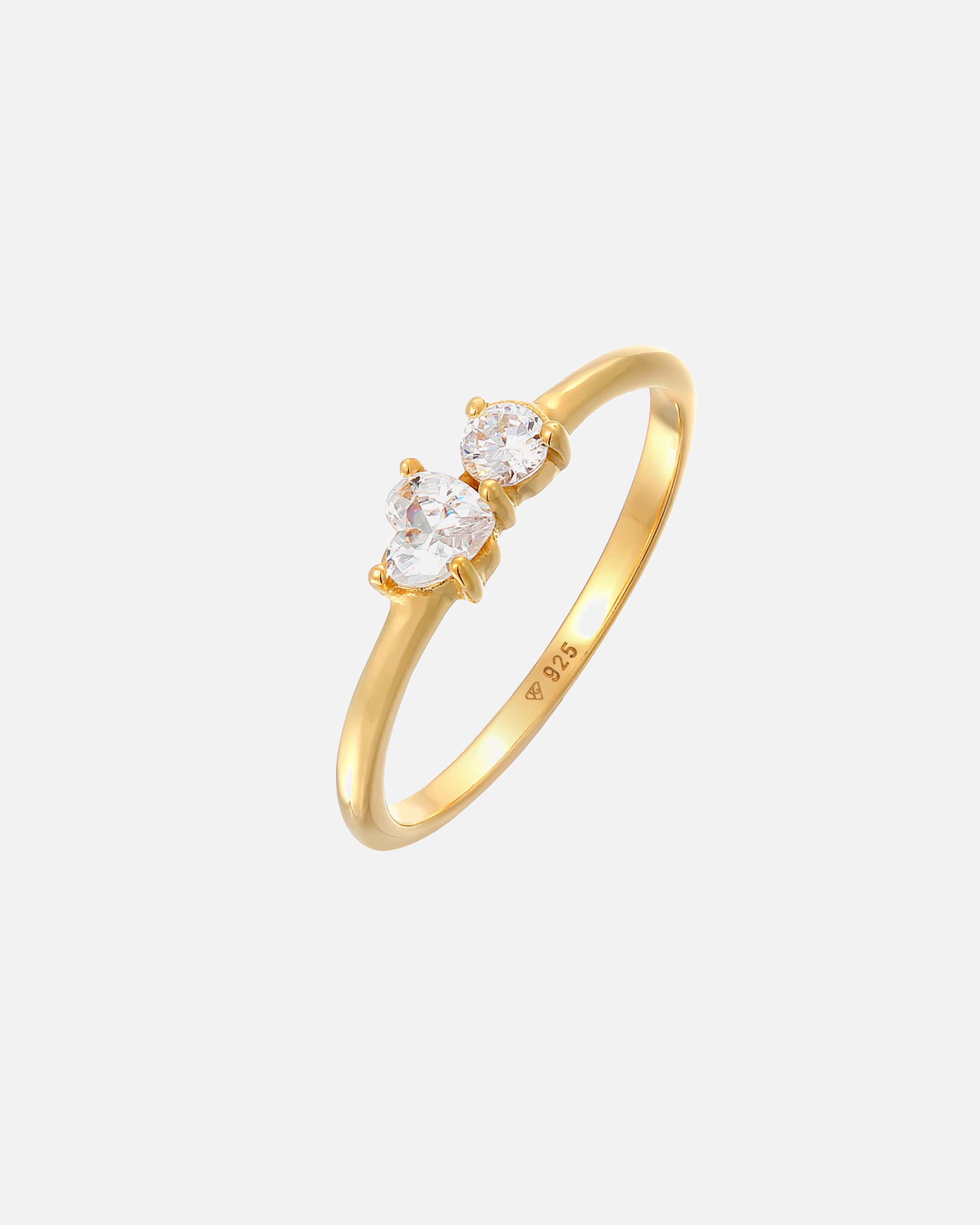 Elli Women's Heart Engagement Ring with Cubic Zirconia Crystals in 925 Sterling Silver