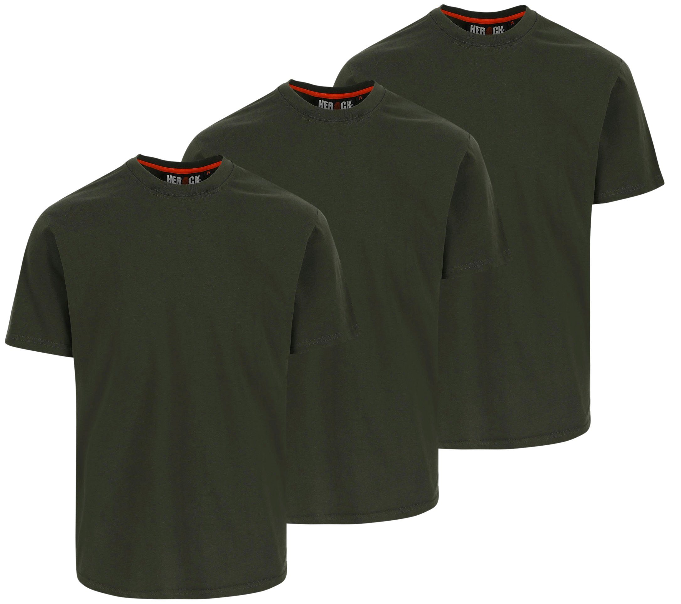 Herock T-Shirt Argo T-Shirt Kurzärmlig (Spar-Set, 3-tlg) Kurze Ärmel, angenehmes Tragegefühl mit Rippstrick-Kragen