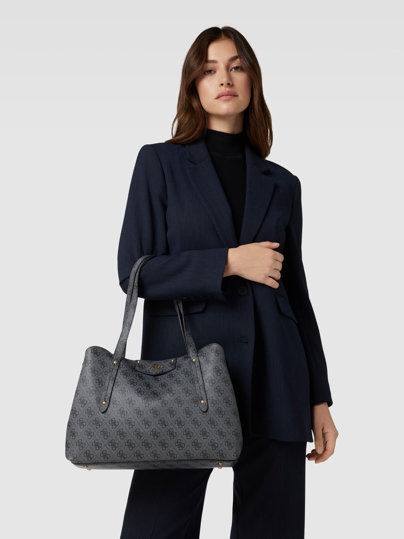 Shopper mit Allover-Logo Modell 'BRENTON' in schwarz