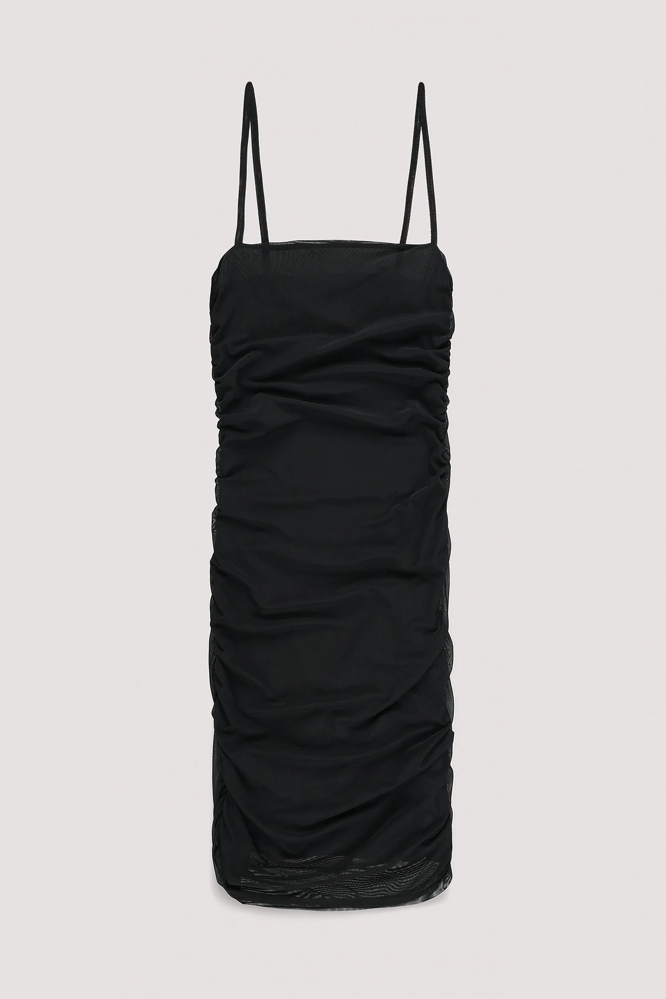 Minikleid aus Mesh mit drapierten Doppelträgern