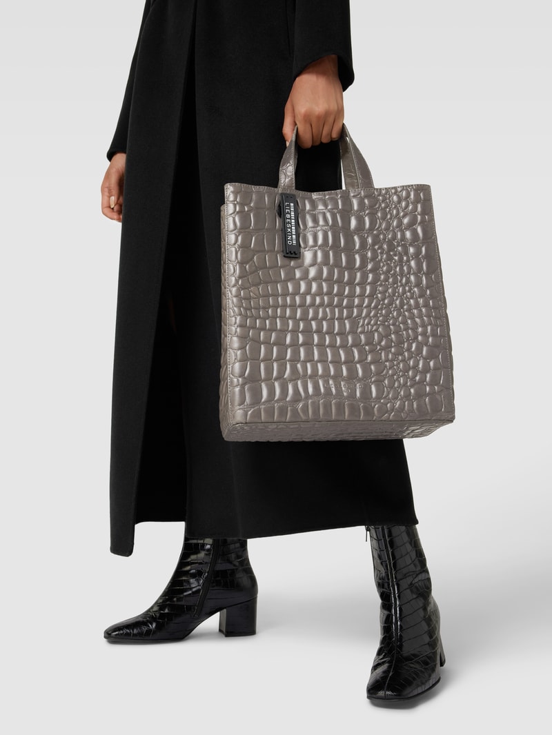 Tote Bag mit Strukturmuster Modell 'Paper' in dunkelgrau
