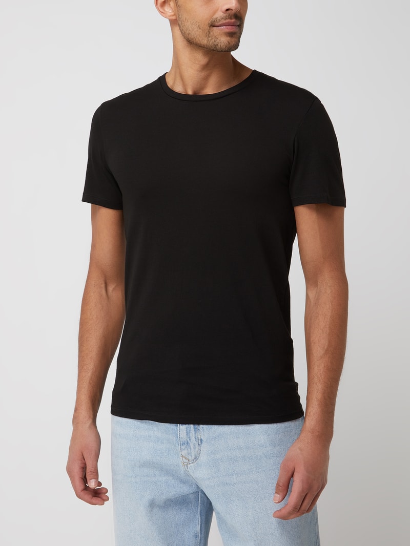 Slim Fit T-Shirt aus Baumwolle im 3er-Pack in mittelgrau