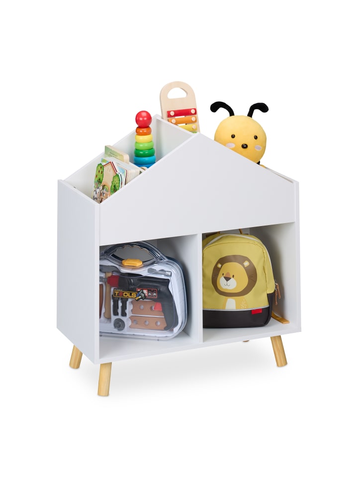 relaxdays Kinderregal in Weiß/ Natur - (B)60 x (H)67 x (T)30 cm günstig kaufen onesize