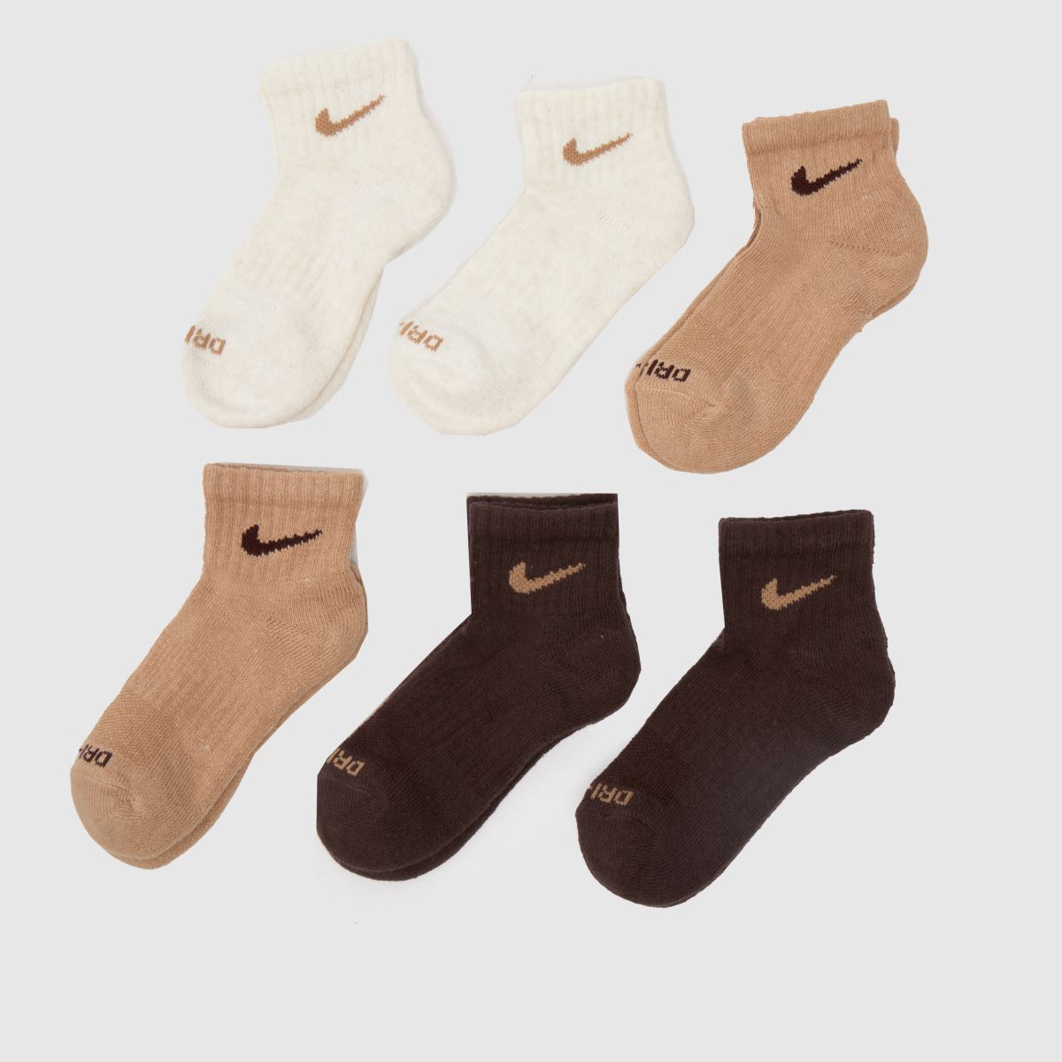 Nike bruna multifärgade basic ankelstrumpor för barn 6-pack