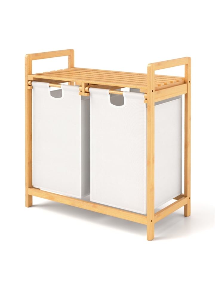 COSTWAY Wäschekorb mit 2 Fächer in Weiß günstig kaufen onesize