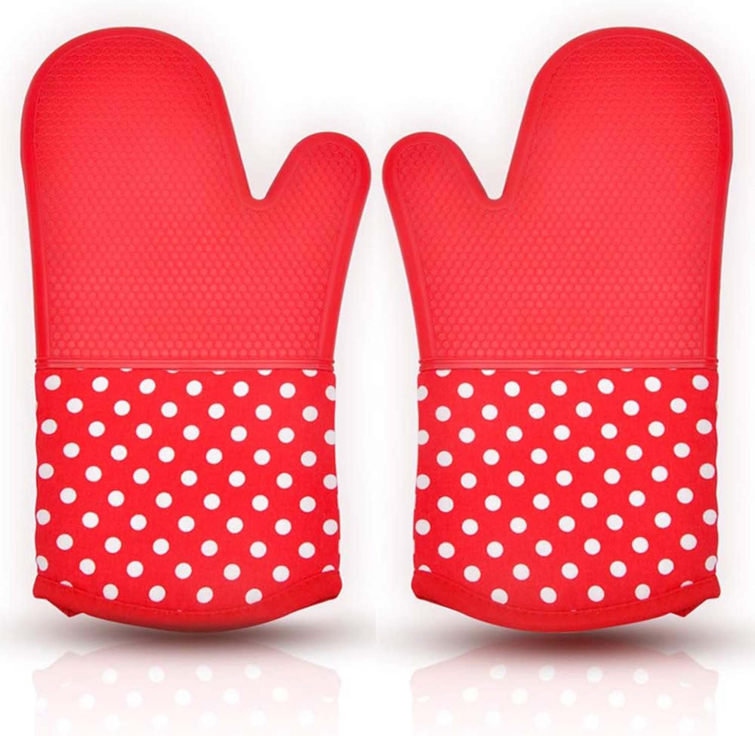 aikidio Topflappen Ofenhandschuh Hitzebestaendig, Rot Doppelt Backhandschuhe, (1-tlg)