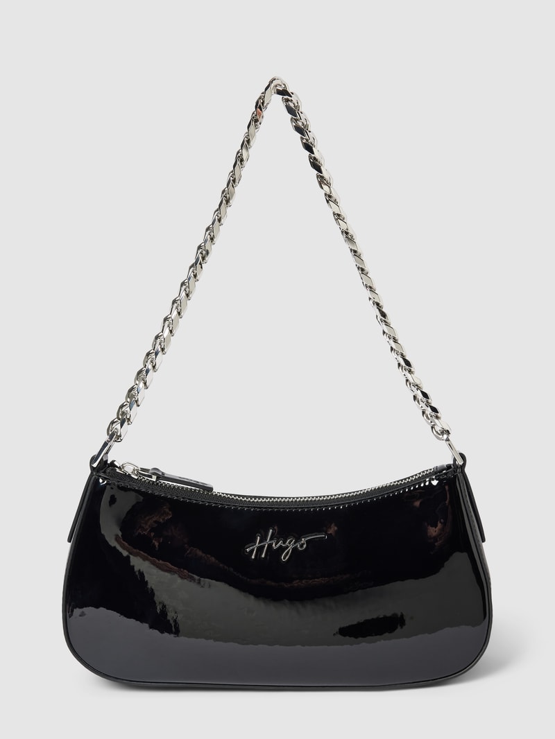 Handtasche mit Label-Detail Modell 'CHRIS' in schwarz