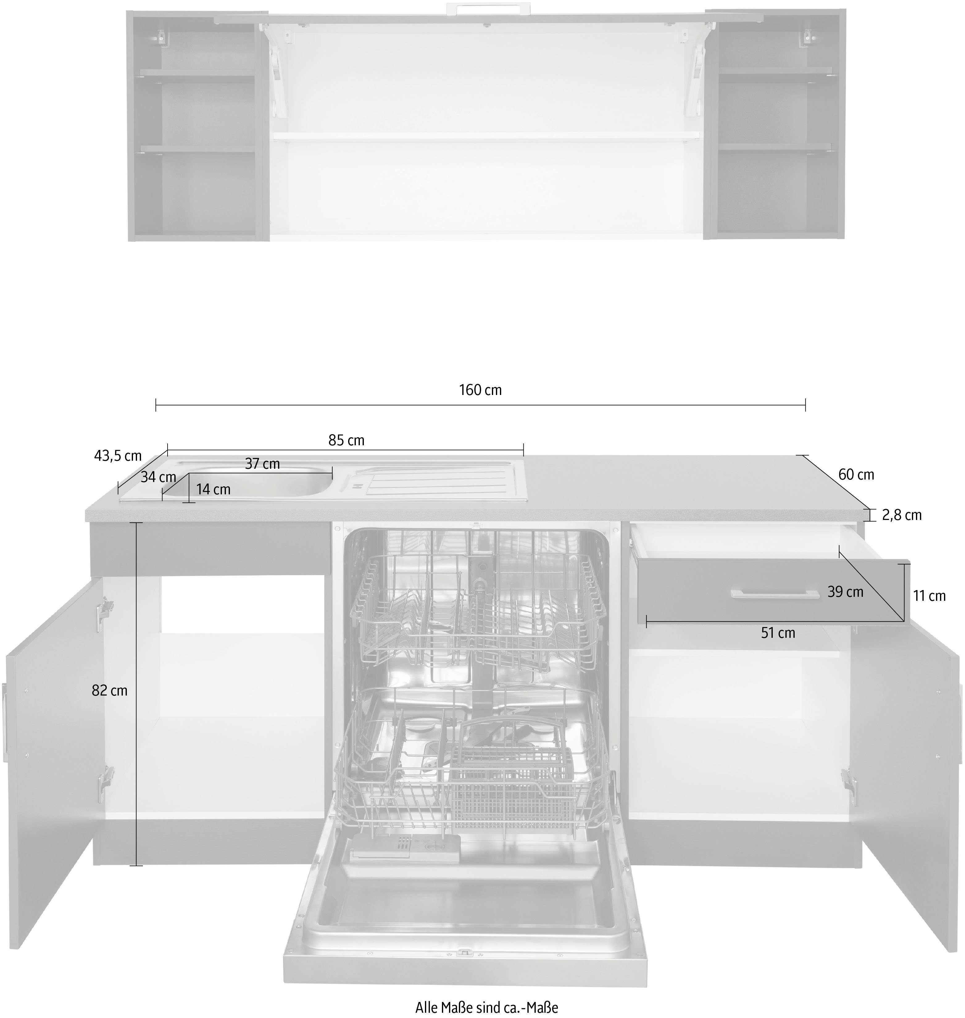 HELD MÖBEL Winkelküche Paris, mit E-Geräten, Stellbreite 220/220 cm
