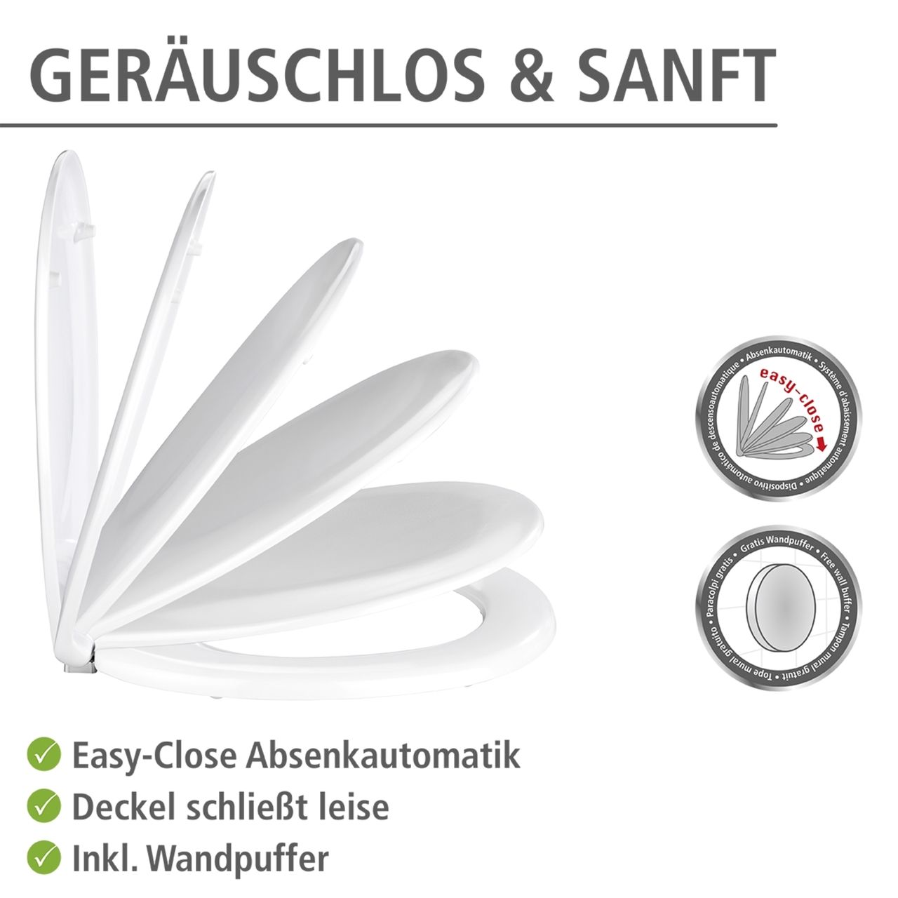 Wenko Toilettensitz Mod. Varoni, WC-Sitz mit Absenkautomatik, Schnellbefestigung, aus antibakteriellem, stabilem Duroplast