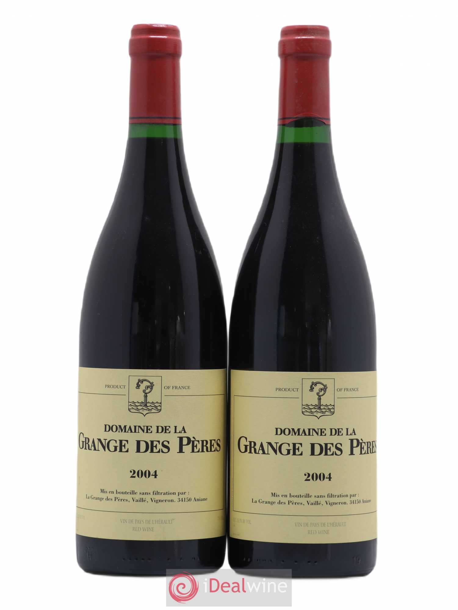 IGP Pays d'Hérault Grange des Pères Laurent Vaillé  2004 - Lot de 2 Bouteilles