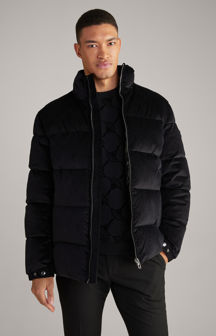 Samt-Steppjacke Baldo in Schwarz