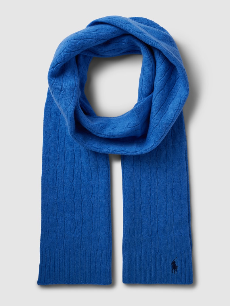 Schal mit Zopfmuster in blau