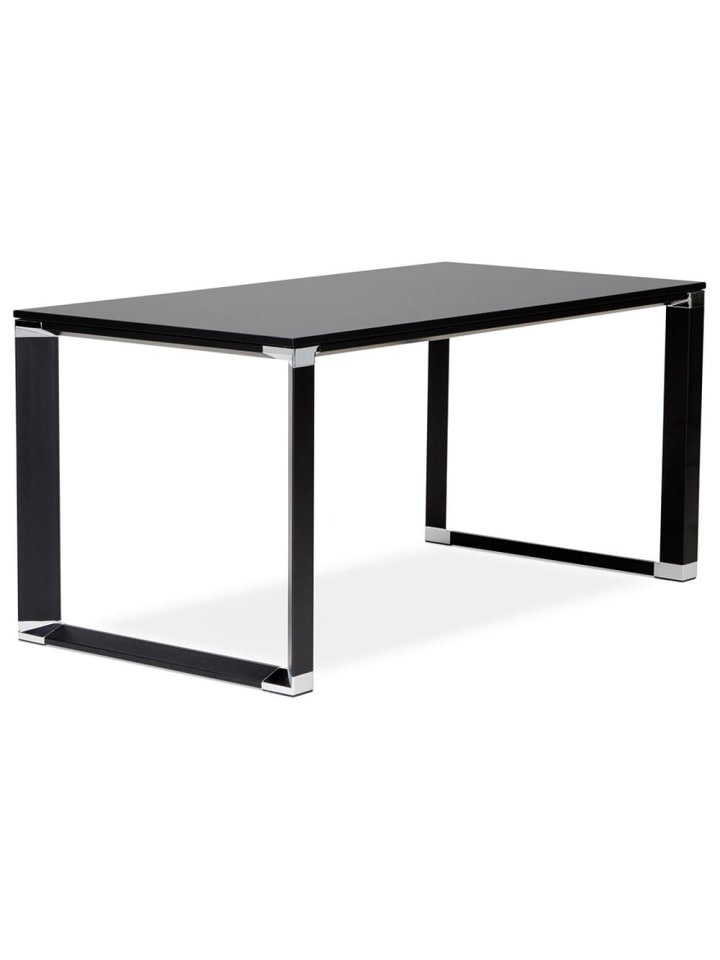 KADIMA DESIGN Schreibtisch 160x80 cm schlicht mit Chromakzenten, Holz & Metall in Schwarz günstig kaufen