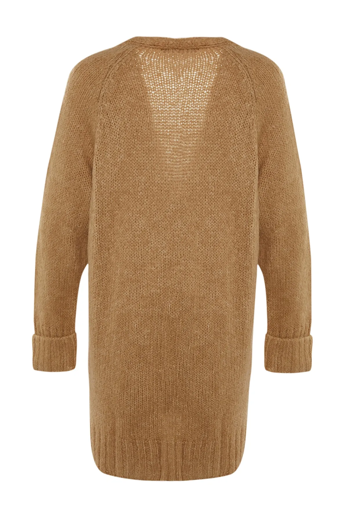Trendyol Collection  Kamelfarbener, weicher, strukturierter Strickcardigan mit weiter Passform TWOAW21HI0555
