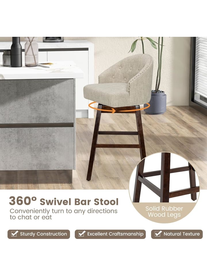 COSTWAY Barhocker 2er Set in Beige günstig kaufen onesize