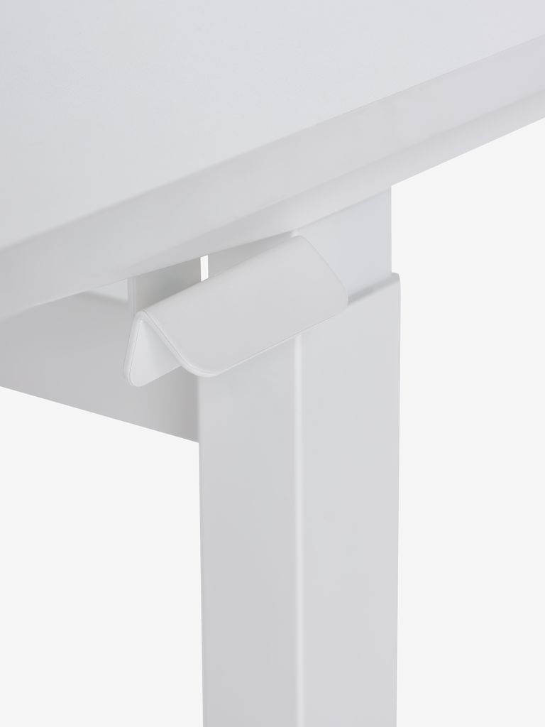 Mesa LUNDTOFT com sistema de elevação e abaixamento a gás, modelo 70x130, branca.