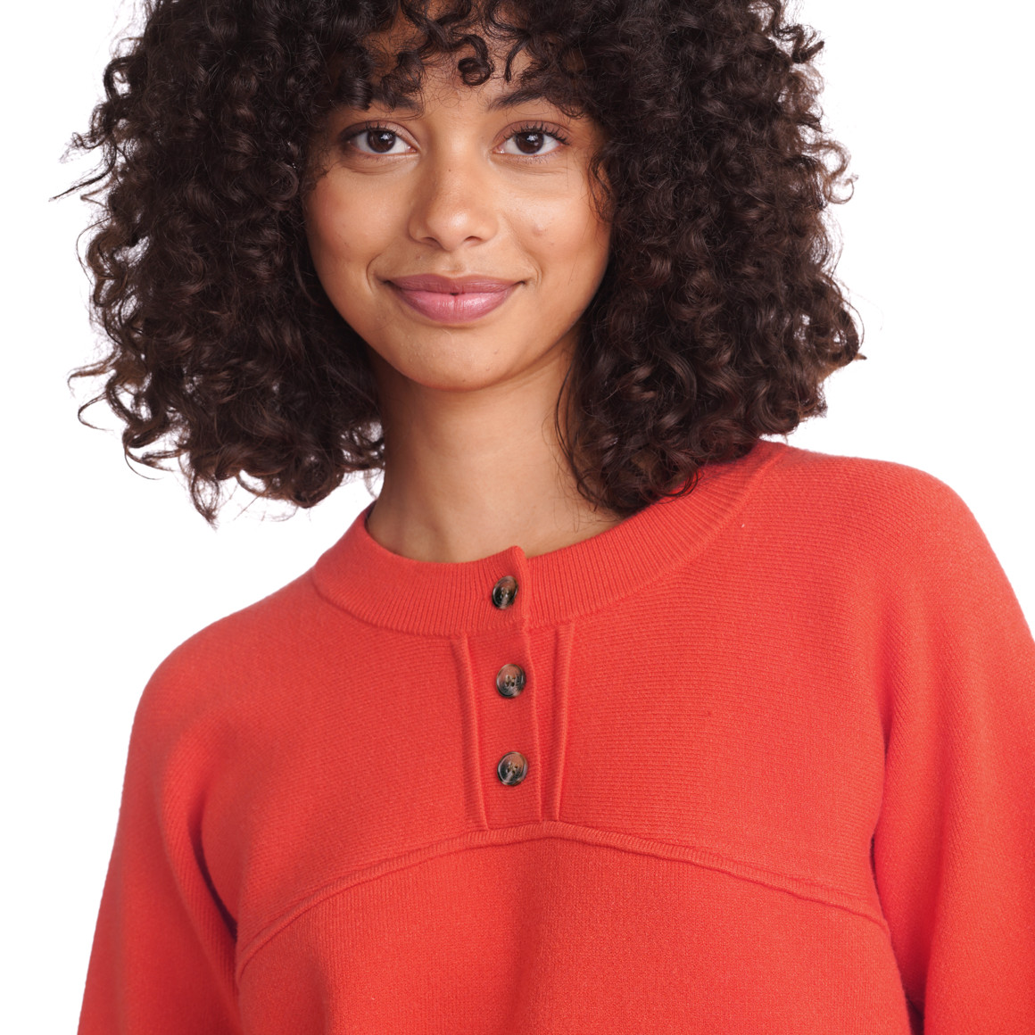 Damen Pullover mit kurzer Knopfleiste