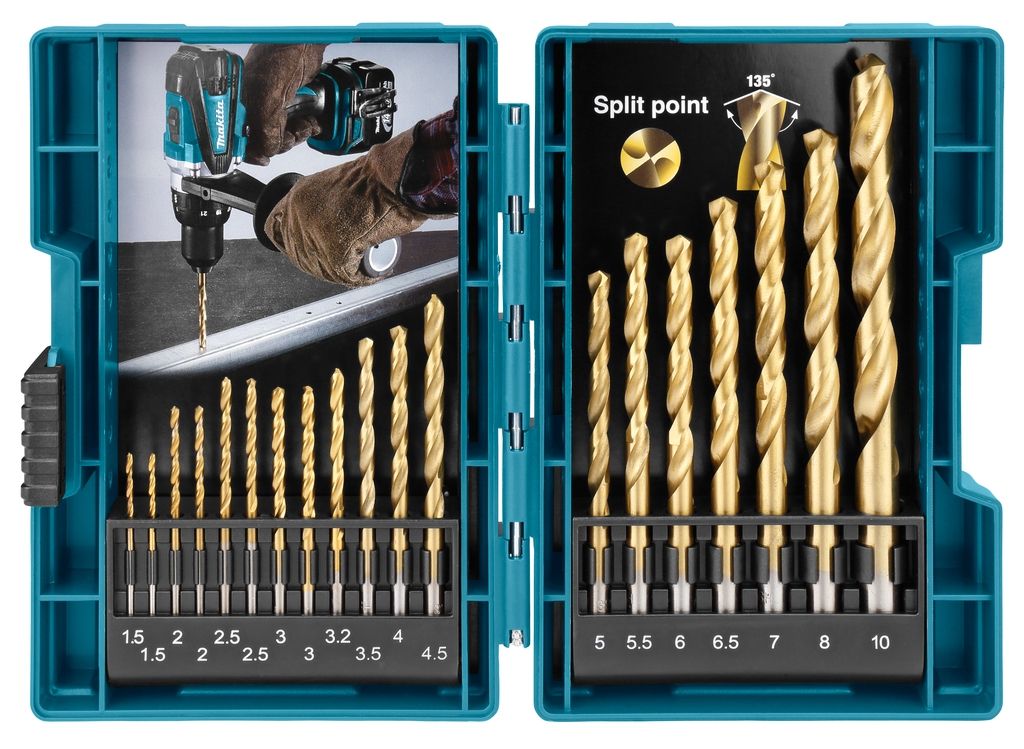 Zestaw wierteł do metalu HSS-TiN Makita Accessories D-67527, 19 elementów