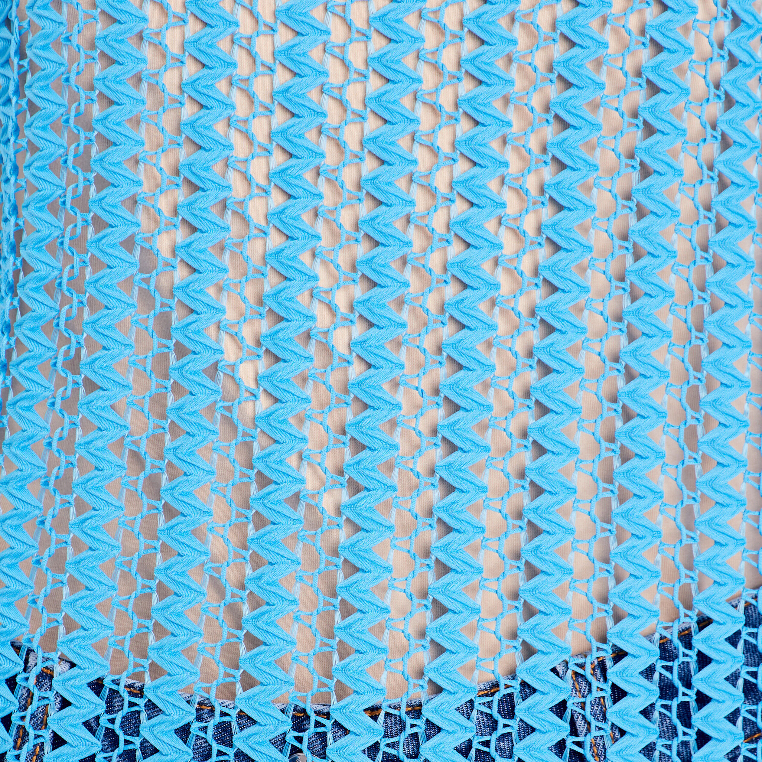 T-shirt macramé ajouré bleu femme | Cache Cache