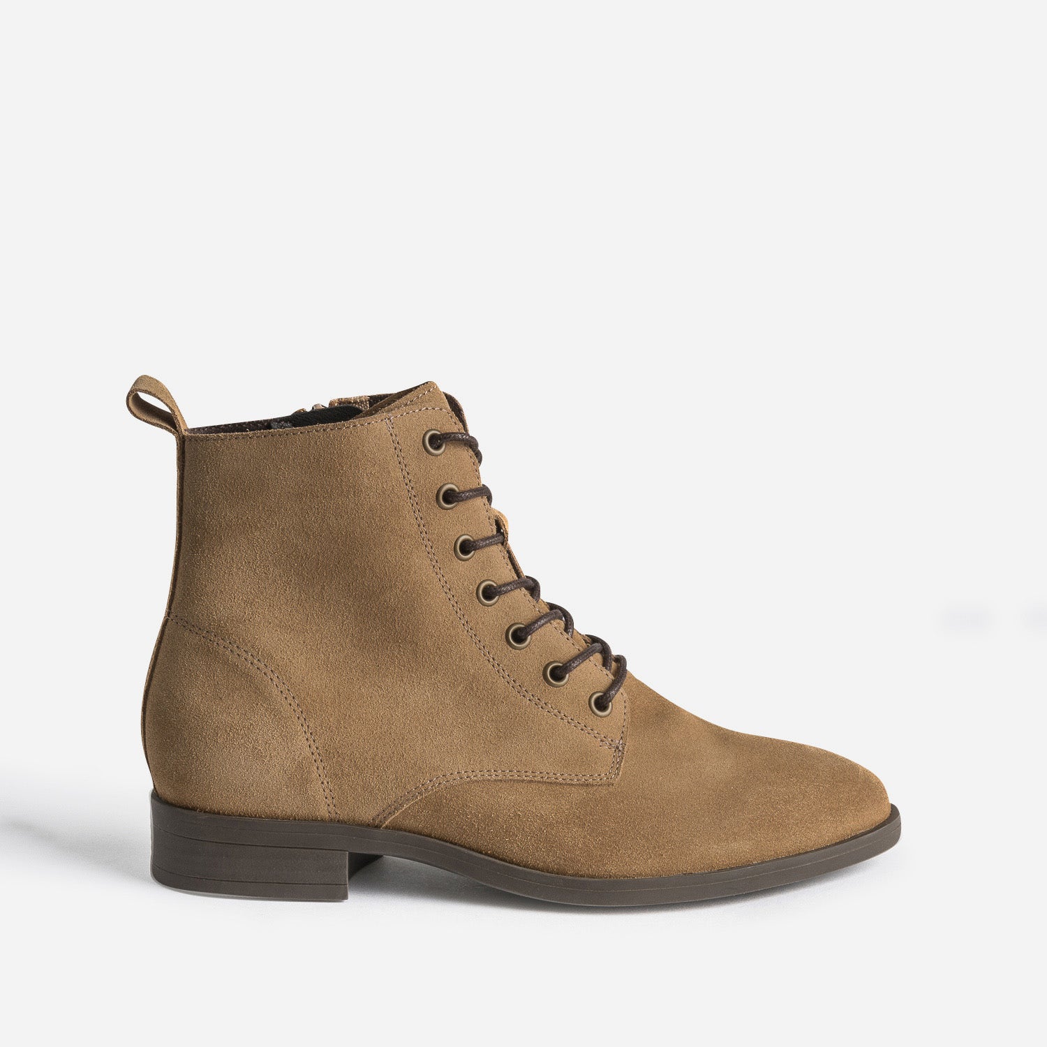 Bottine taupe éco-conçue en cuir velours