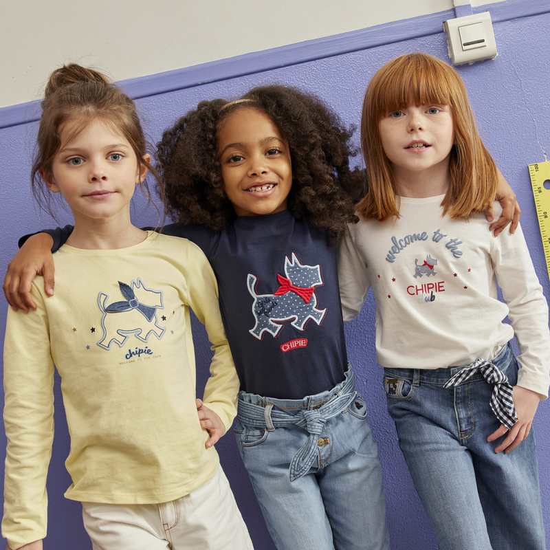 T-shirt scottish brodé Chipie bleu fille