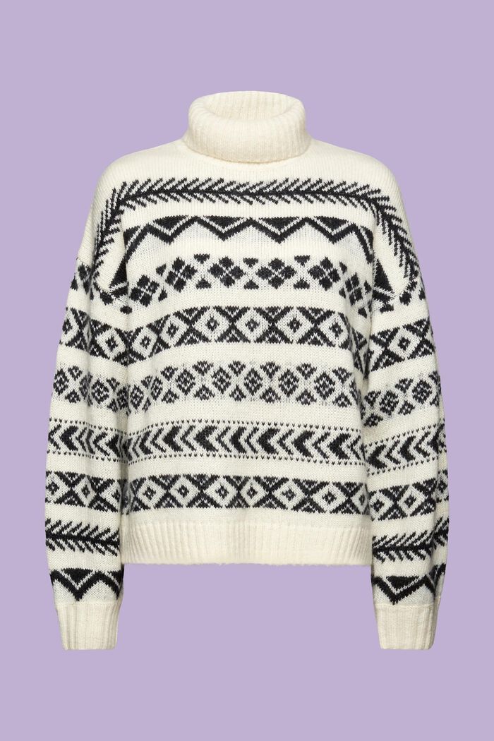 Jacquard-Rollkragenpullover aus Wollmix