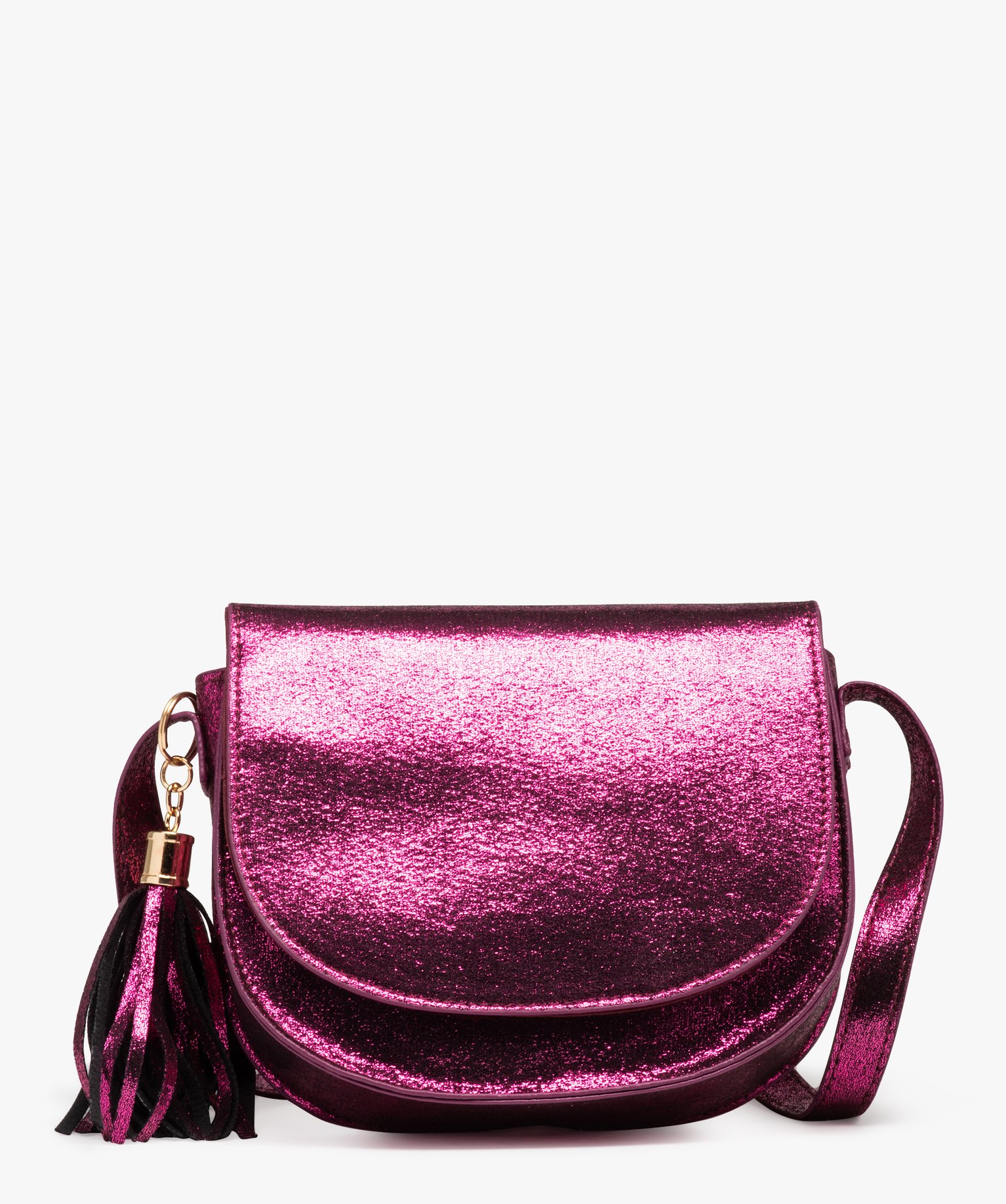 Sac pailleté forme besace avec bandoulière fille violet | GEMO