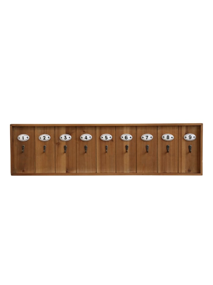 Chic Antique Schlüsselbrett Holz mit 9 Haken und Keramik Schildern 21 x 80 günstig kaufen onesize