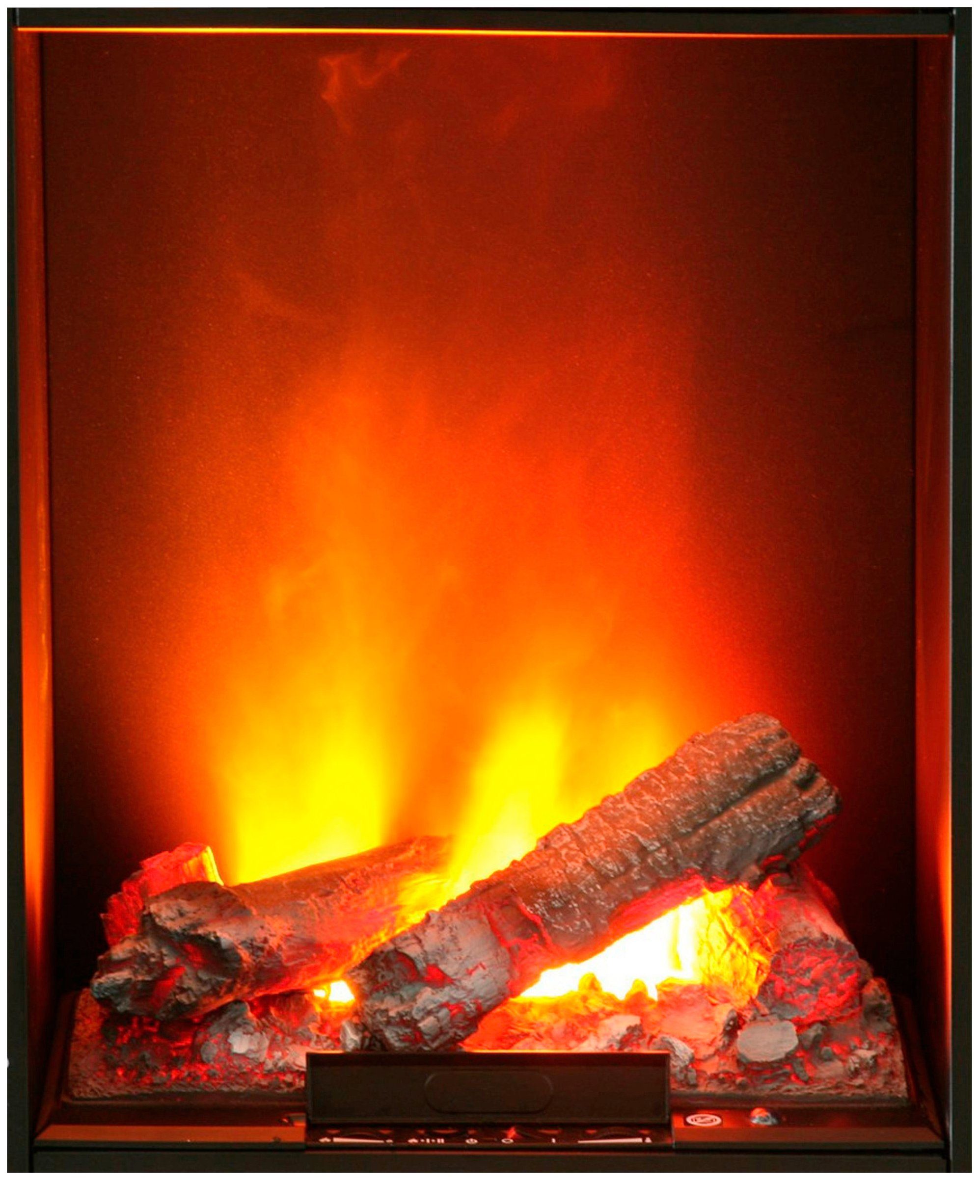 Albero Elektrokamin Mumbai, Heizung, 1000/2000 W, 3D Flammeffekt, große Maserung, Fernbedienung
