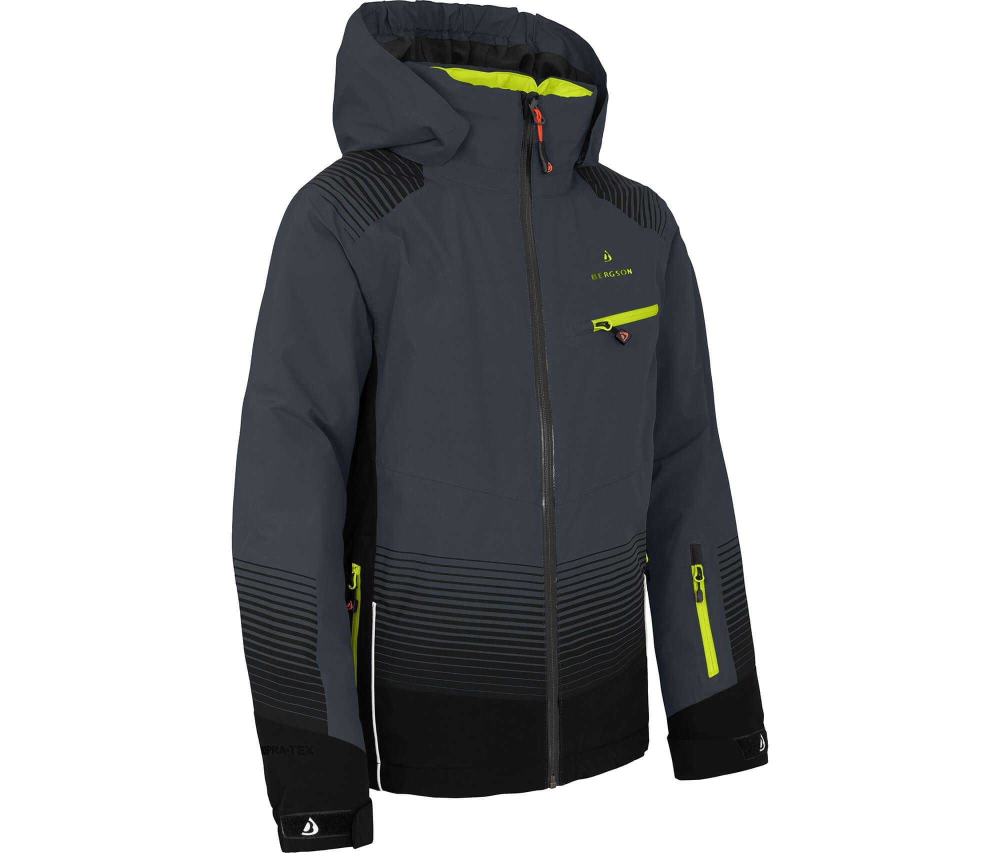 Bergson Winterjacke VEIKO Kinder Skijacke, wattiert, 20000 mm Wassersäule, Normalgrößen, dunkel grau