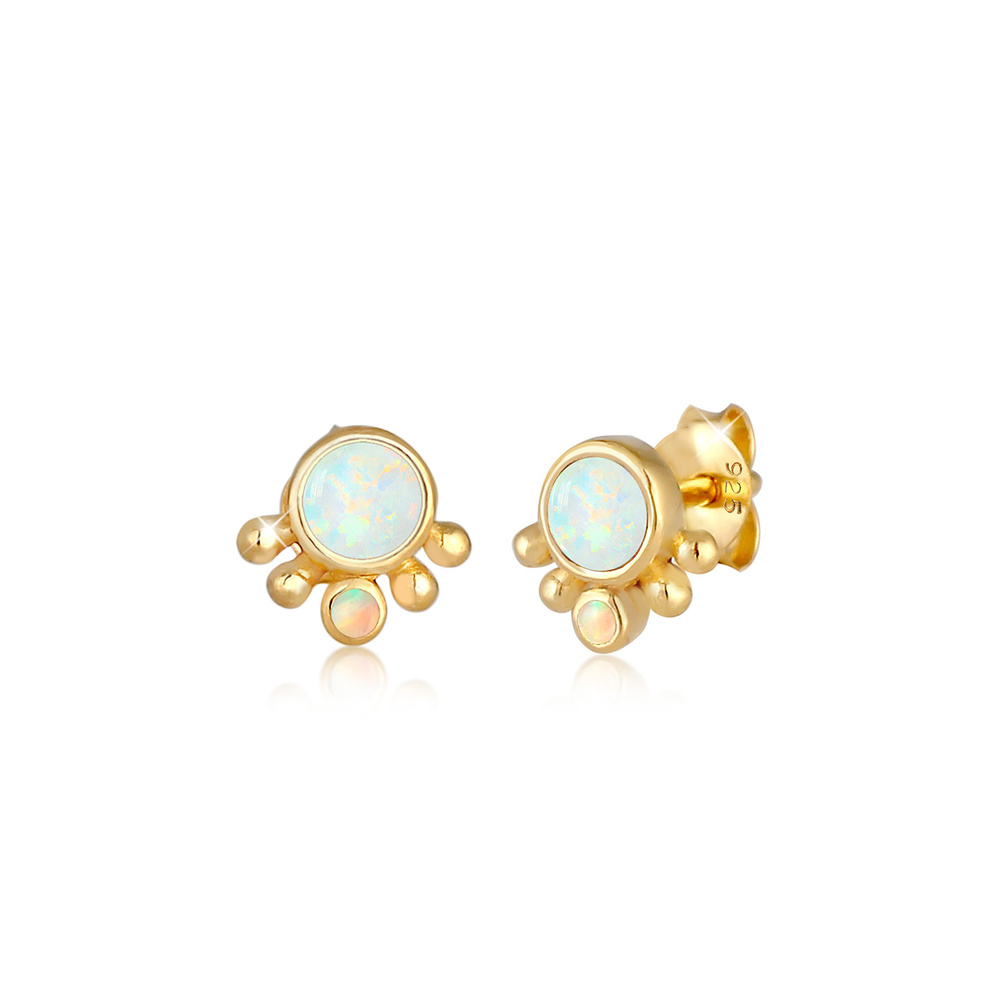 Elli Elli Boucles d'Oreilles Pointes rondes pour dames avec Opal Vintage en 925/1000 a Boucles d'oreilles