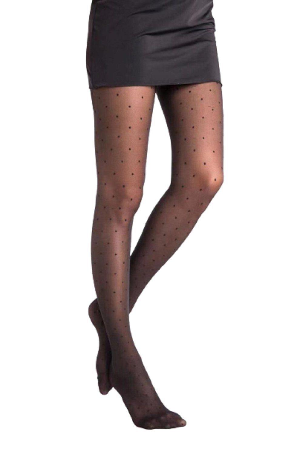cofi1453 Feinstrumpfhose Strumpfhose Punkt Muster Optik Damen Socken Strumpf für Frauen 40 Den schwarz